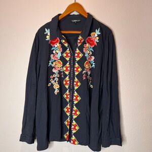 Andree by unit Midnight Blue Button Front Shirt, which is part of the collection